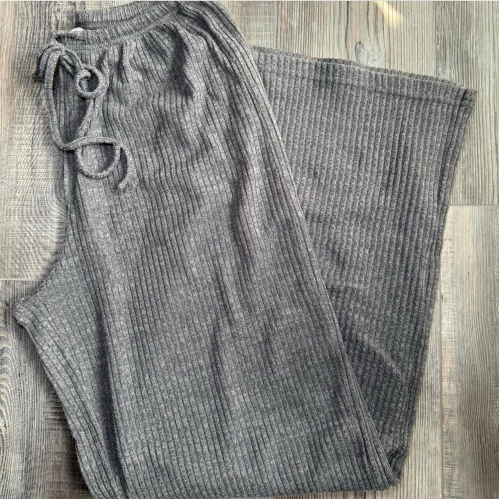 Missguided Charcoal Ribbed Knit Trousers